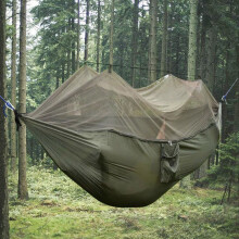 Nylon Swinging Hammock Double Person Outdoor Camping Tent Travel Hanging Bed - Army Green