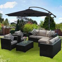 Garden Parasol Sun Shade Patio Banana Cantilever Hanging Umbrella 3m Black