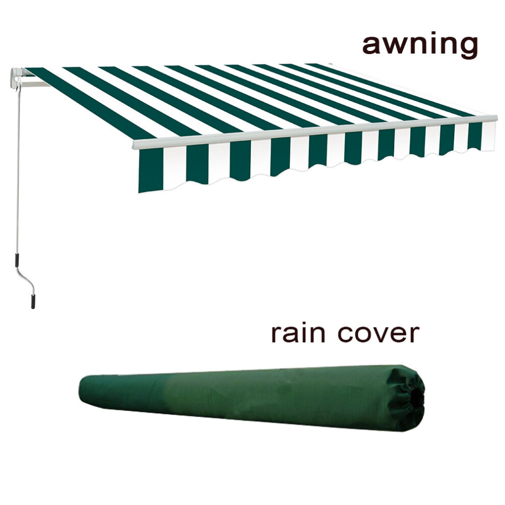 3x2.5m Garden Patio Manual Sun Shade Shelter Retractable Canopy -  Green-White