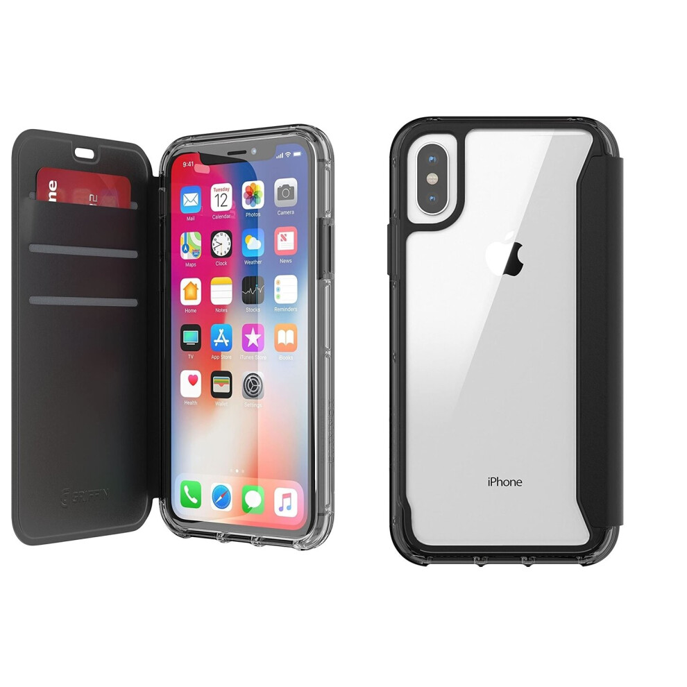 Griffin Survivor Clear Wallet Case for iPhone X / Xs - Black/Clear