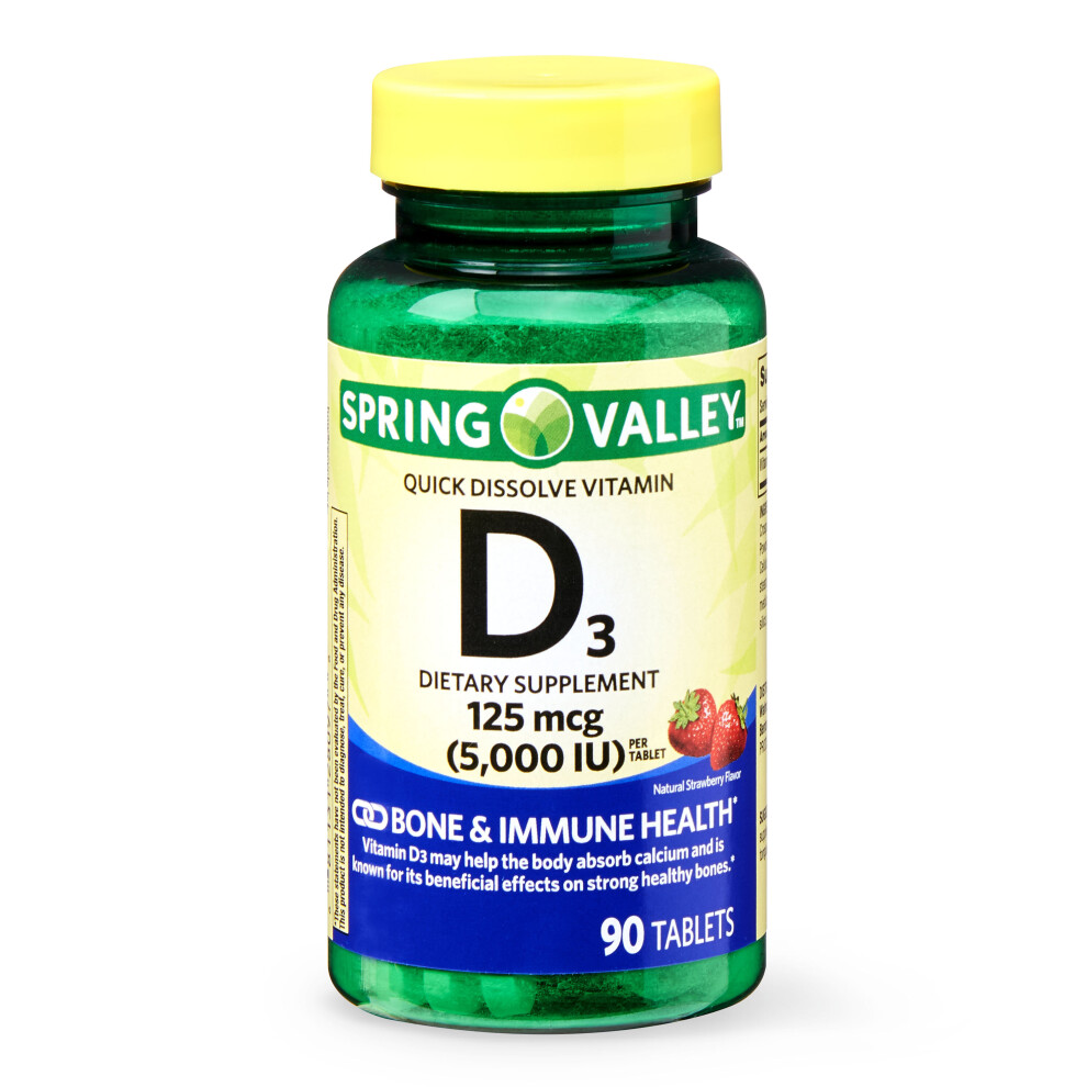 Spring Valley Quick Dissolve Vitamin D3 125 mcg (5000 IU) Tablets 90 ct