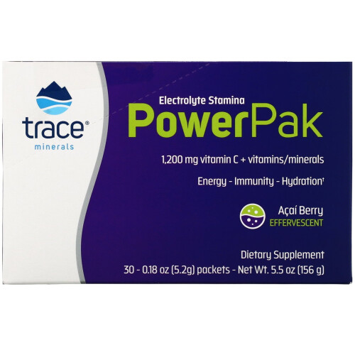 Trace Minerals Æ, Ηλεκτρολύτες Δυναμικής Ενέργειας PowerPak, Ακαϊ Μπερί, 30 Πακέτα, 0.18 oz (5.2 g) Each