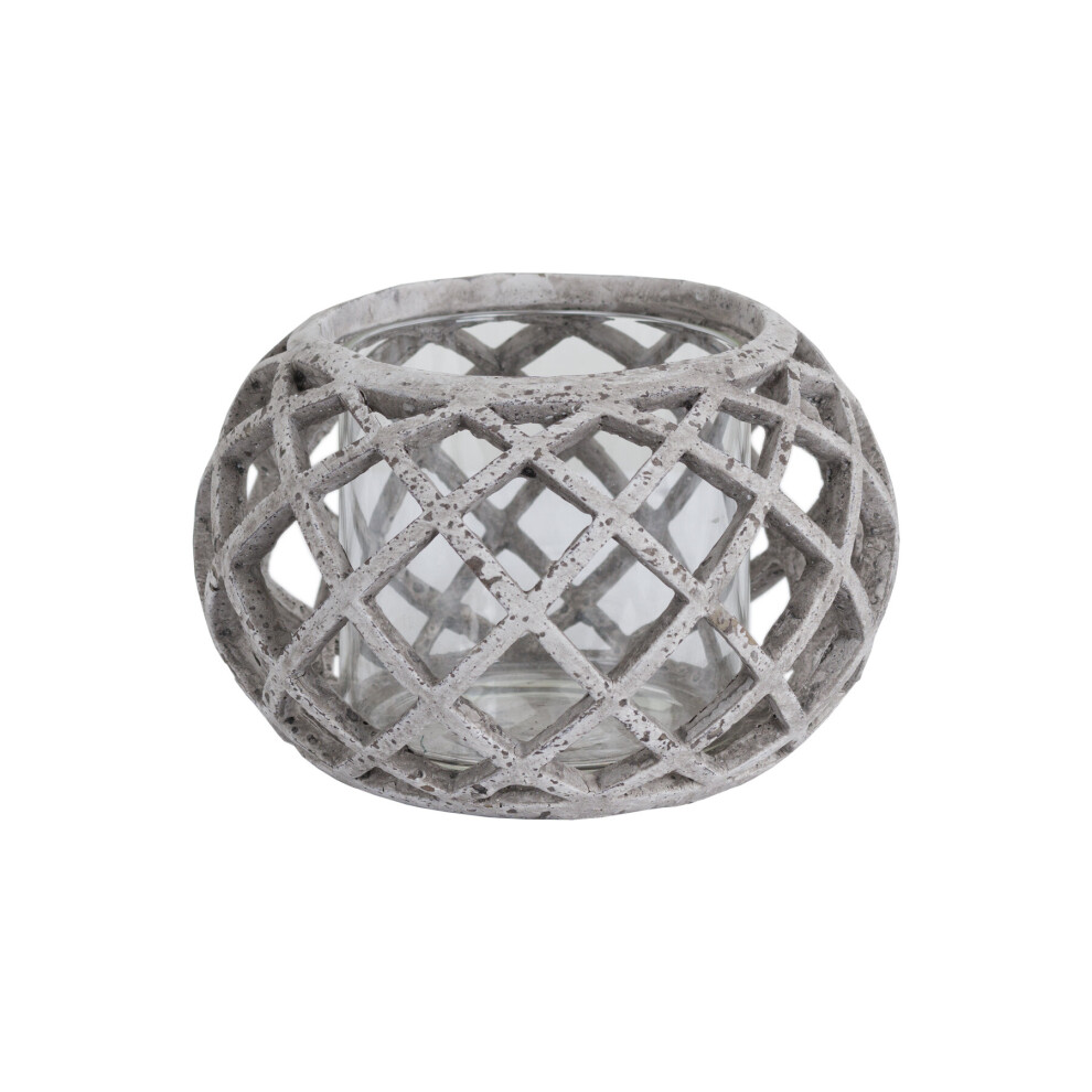 Hill Interiors Round Ceramic Lattice Hurricane Lantern Large