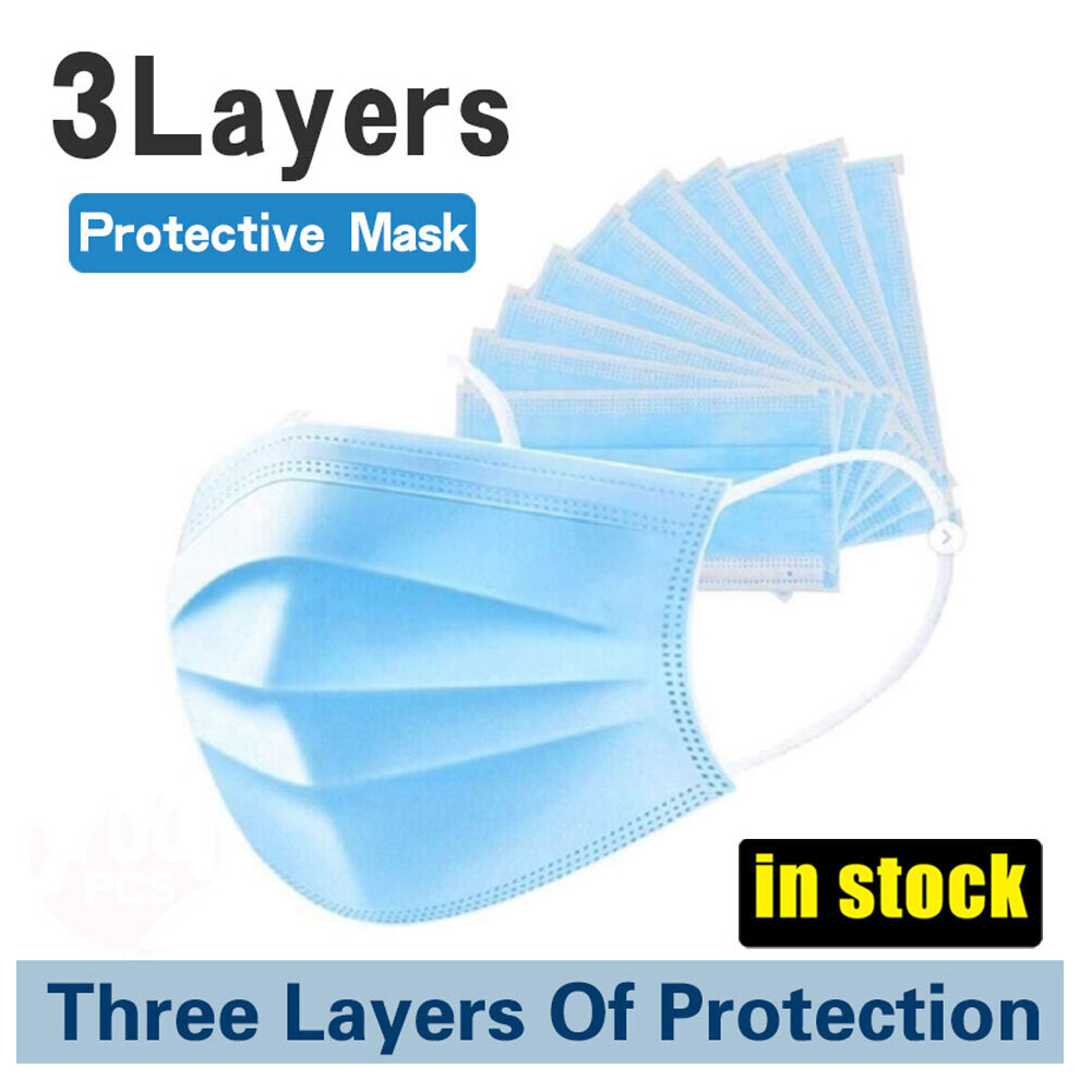 (White, 50Pcs) Disposable Medical Masks 3 Ply Surgical Masks 734166450422
