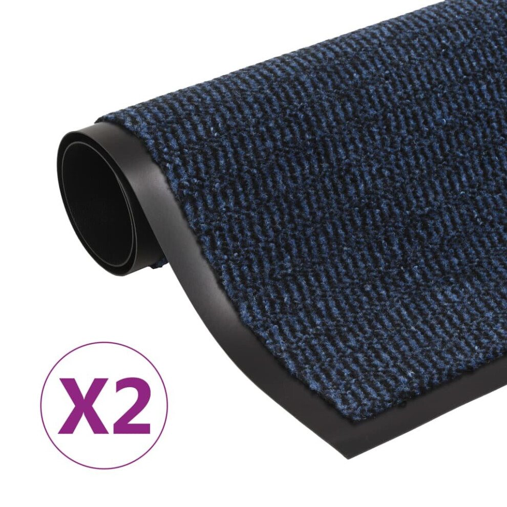 vidaXL 2x Dust Control Mats Rectangular Tufted 80x120cm Blue Front Door Rug