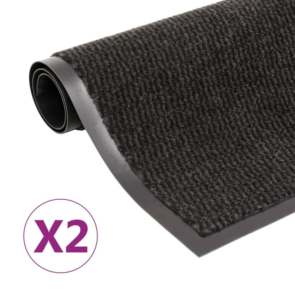 vidaXL 2x Dust Control Mats Rectangular Tufted 90x150cm Black Front Door Rug