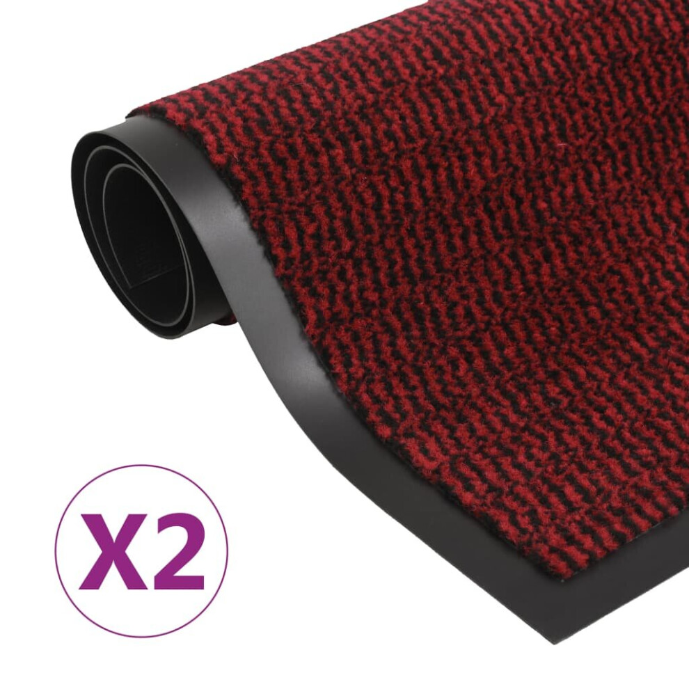 vidaXL 2x Dust Control Mats Rectangular Tufted 90x150cm Red Front Door Rug