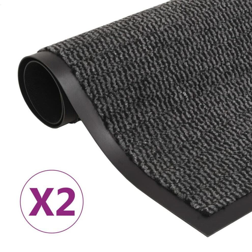 vidaXL 2x Dust Control Mats Rectangular Tufted 120x180cm Anthracite Front Door