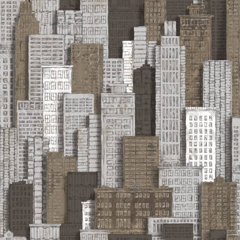 Noordwand Wallpaper Urban Friends and Coffee City Apartments White and Gold