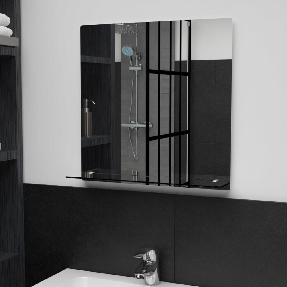 Vidaxl Wall Mirror With Shelf 50X50cm Tempered Glass Bathroom Makeup Vanity