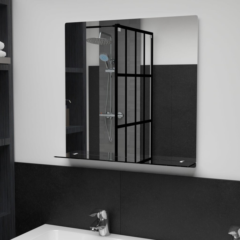 Vidaxl Wall Mirror With Shelf 60X60cm Tempered Glass Bathroom Makeup Vanity