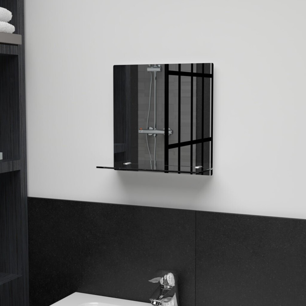 Vidaxl Wall Mirror With Shelf 30X30cm Tempered Glass Bathroom Makeup Vanity
