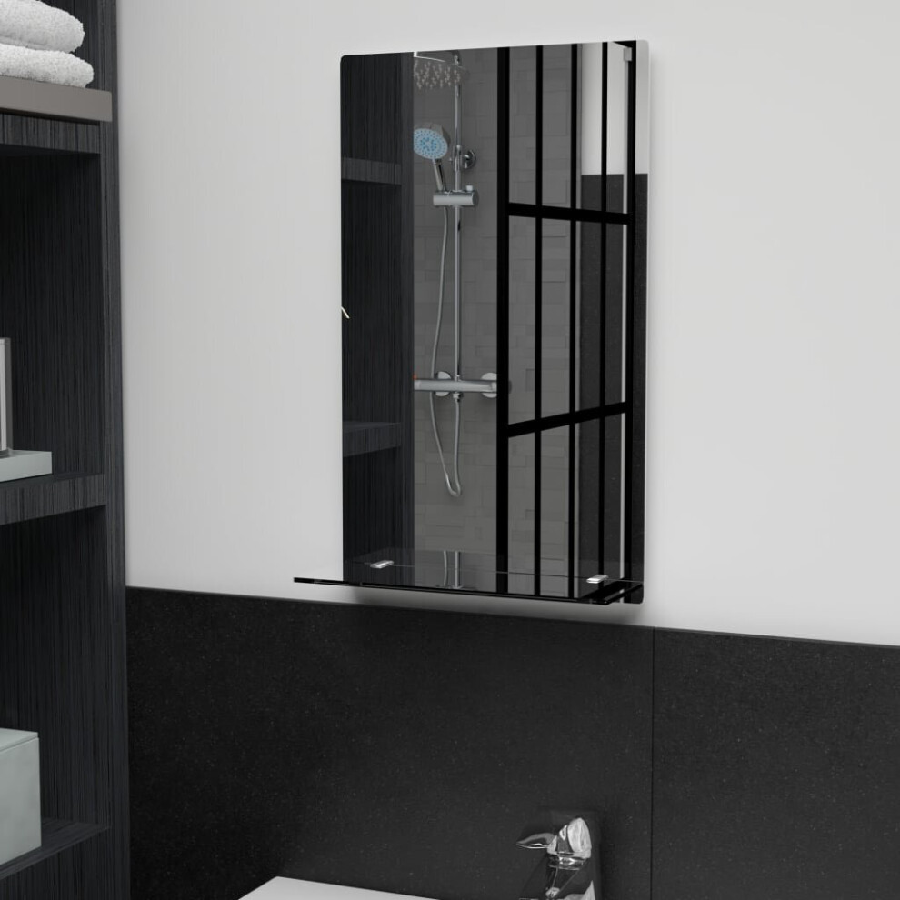 Vidaxl Wall Mirror With Shelf 30X50cm Tempered Glass Bathroom Makeup Vanity