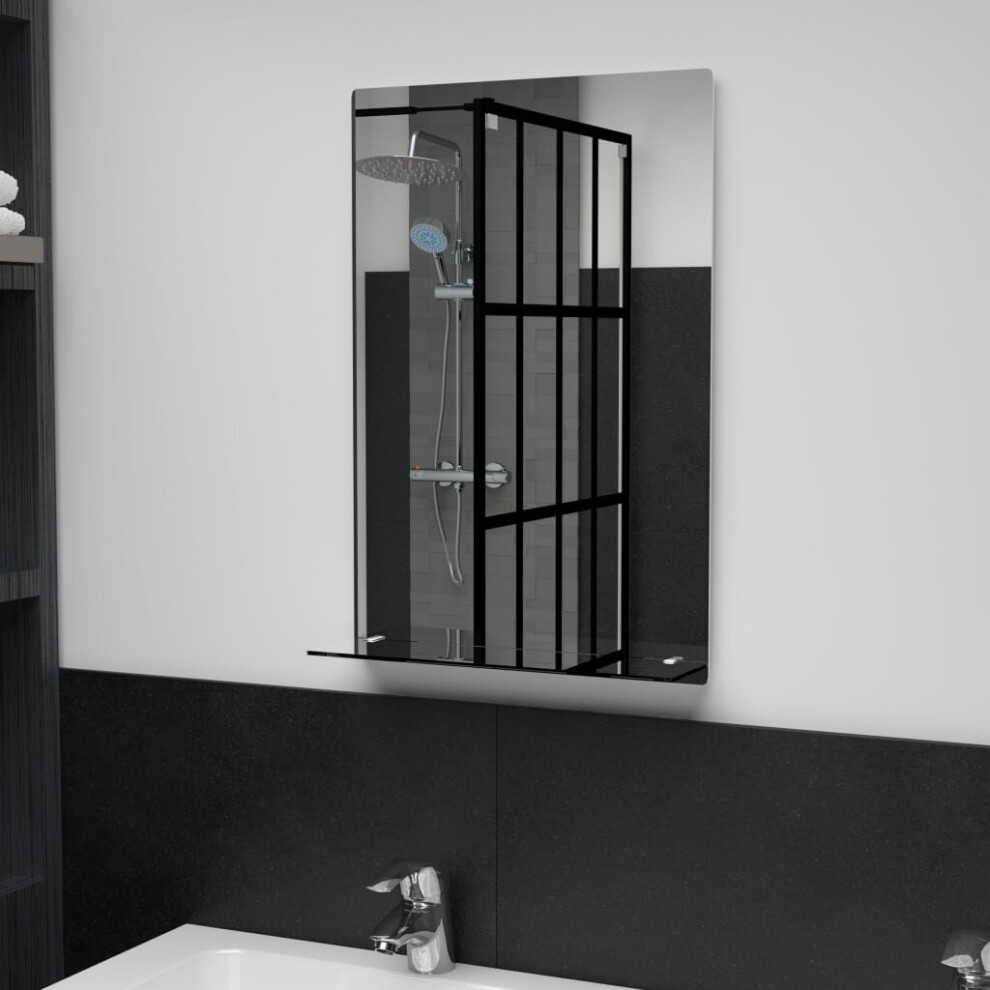 Vidaxl Wall Mirror With Shelf 40X60cm Tempered Glass Bathroom Makeup Vanity