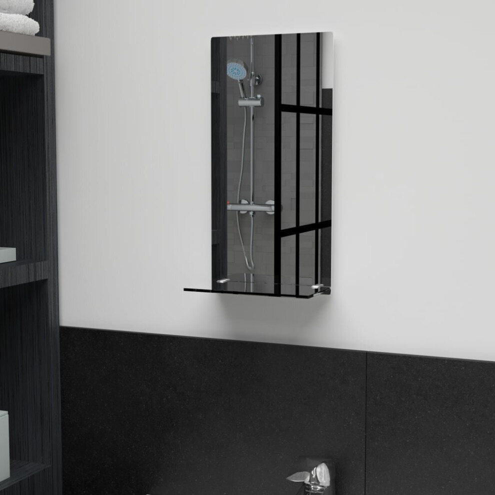 Vidaxl Wall Mirror With Shelf 20X40 Cm, Tempered Glass Wall-Mounted Bathroom Vanity Mirror 249433