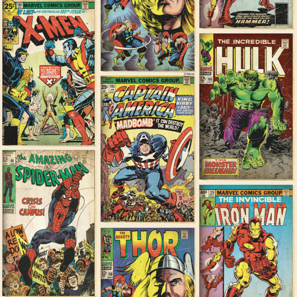 Wallpaper Marvel Action Heroes Multi-Coloured Wallpaper
