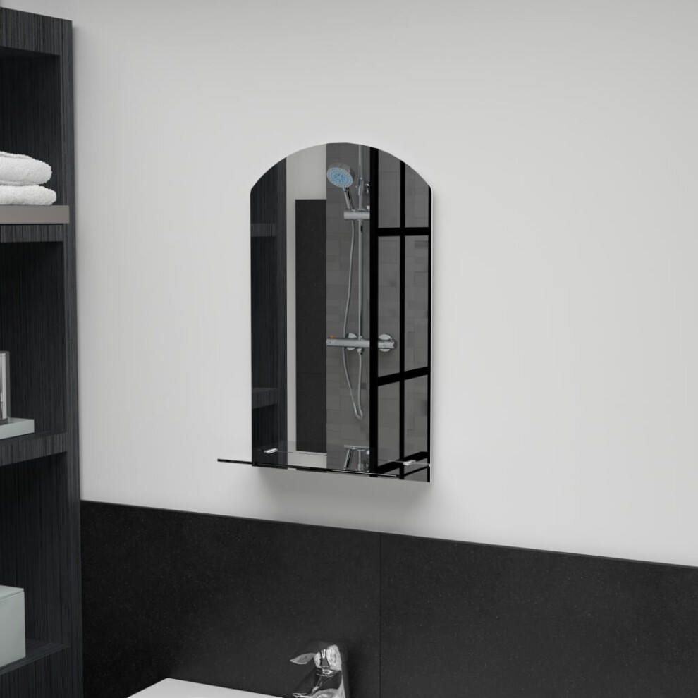 Vidaxl Wall Mirror With Shelf 30X50cm Tempered Glass Bathroom Makeup Vanity