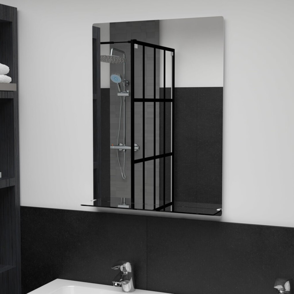 Vidaxl Wall Mirror With Shelf 50X70cm Tempered Glass Bathroom Makeup Vanity