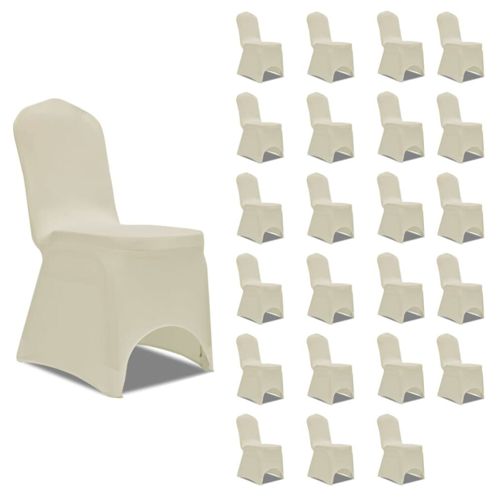 vidaXL 24x Chair Cover Folding Cream Folding Universal Banquet Party Slipcover