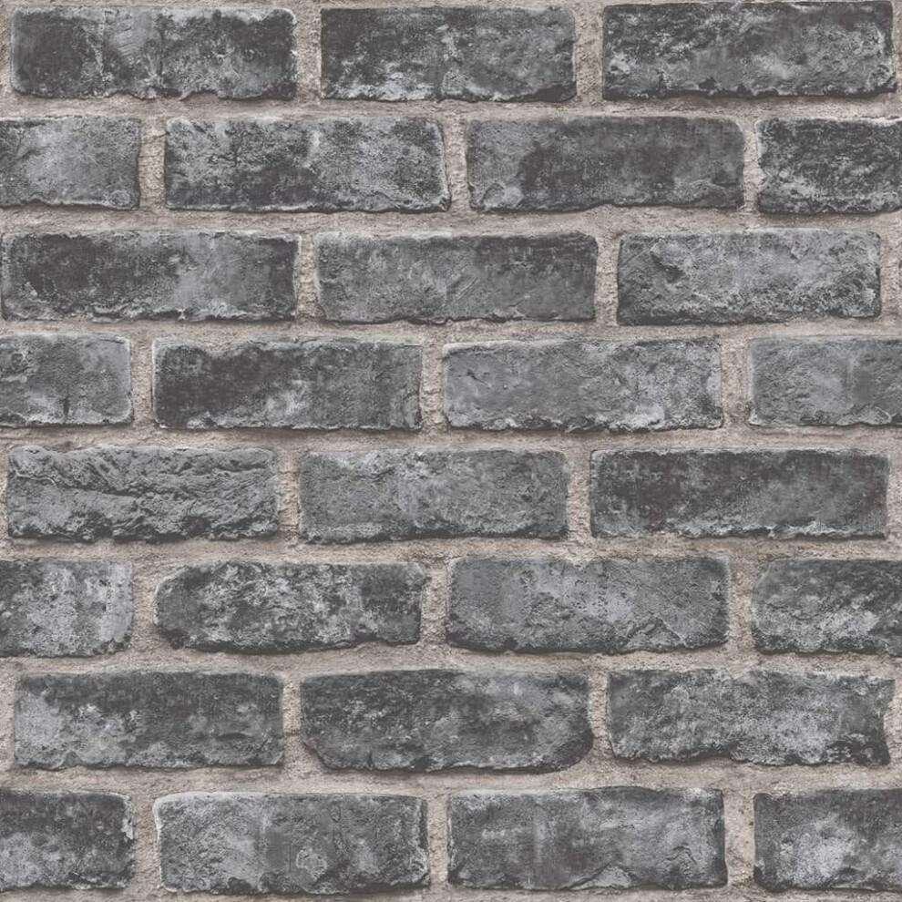 DUTCH WALLCOVERINGS Wallpaper Bricks Black Wall Covering Sheet Wallpaper Panel