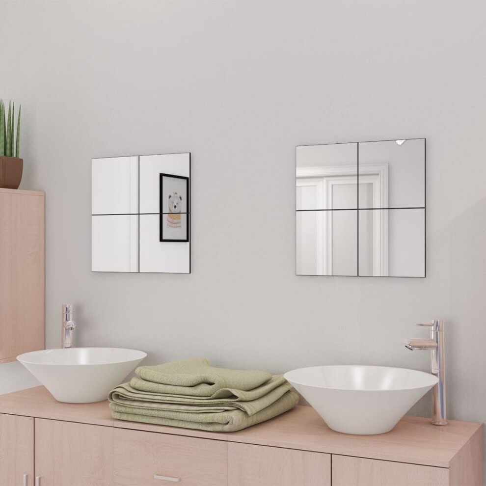 vidaXL Frameless Mirror Tiles Glass 16x20.5cm Mirrored Wall Tile Bathroom