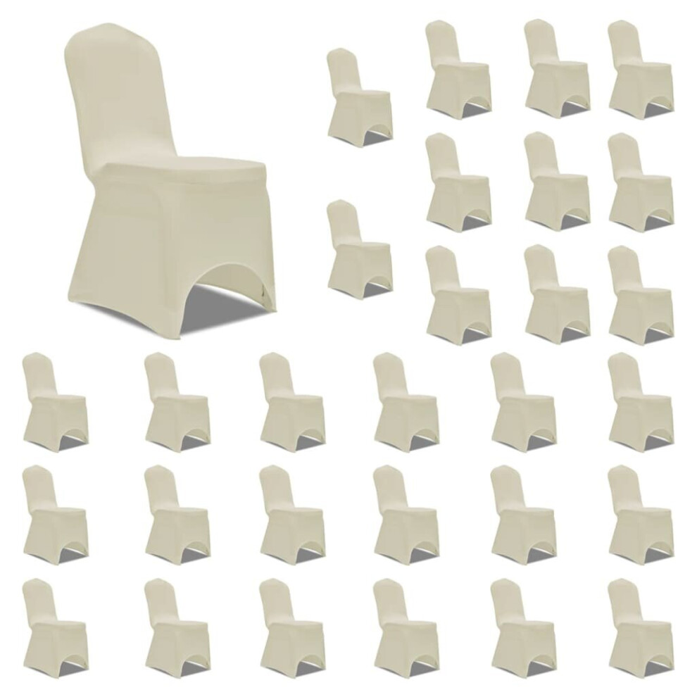 vidaXL 30x Chair Cover Folding Cream Folding Universal Banquet Party Slipcover