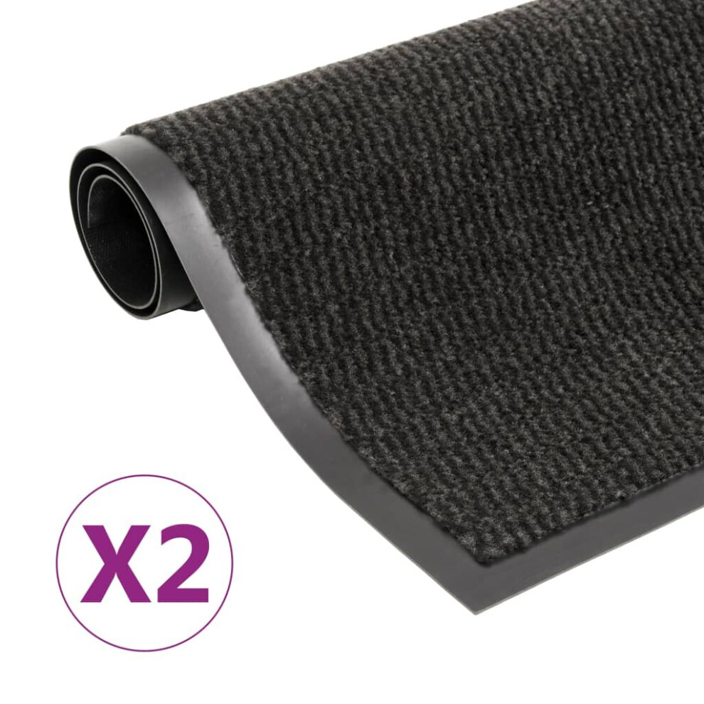 vidaXL 2x Dust Control Mats Rectangular Tufted 40x60cm Black Front Door Rug