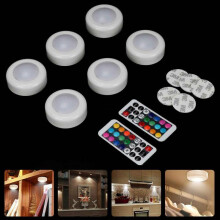 6x LED Under Cabinet Lights Dimmable RGB Puck Lights Closet Lighting