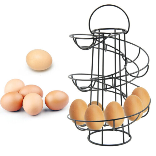 Kitchen Storage Spiral Egg Holder Stand Rack Holds Up To 18 Eggs