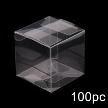 100 Wedding Favor Box Plastic Sweet Transparent PVC Cube Cake Gift