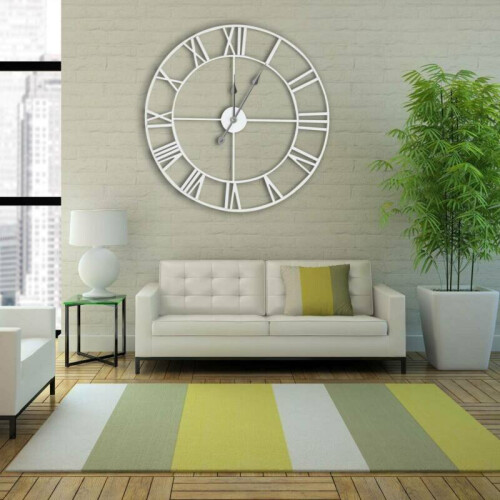 White 60cm Giant Roman Numerals Wall Clock 1