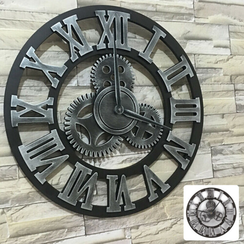 Large Metallic-Look Outdoor Roman Numeral Wall Clock 2