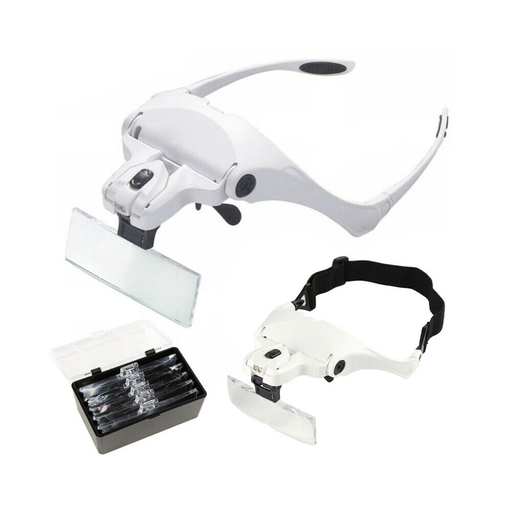 Head Magnifier 2LED Lights Magnifying Glass Handsfree Lam