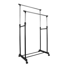 Black Adjustable Double Clothes Rail | Garment Hanging Stand
