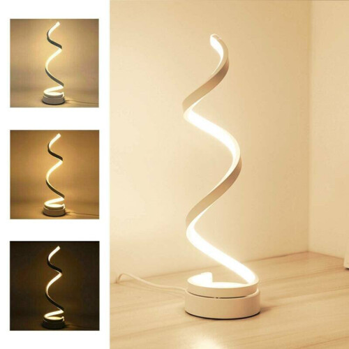 LED Table Lamp Spiral Desk Lamp Warm White Modern Reading Light Bedsi ...