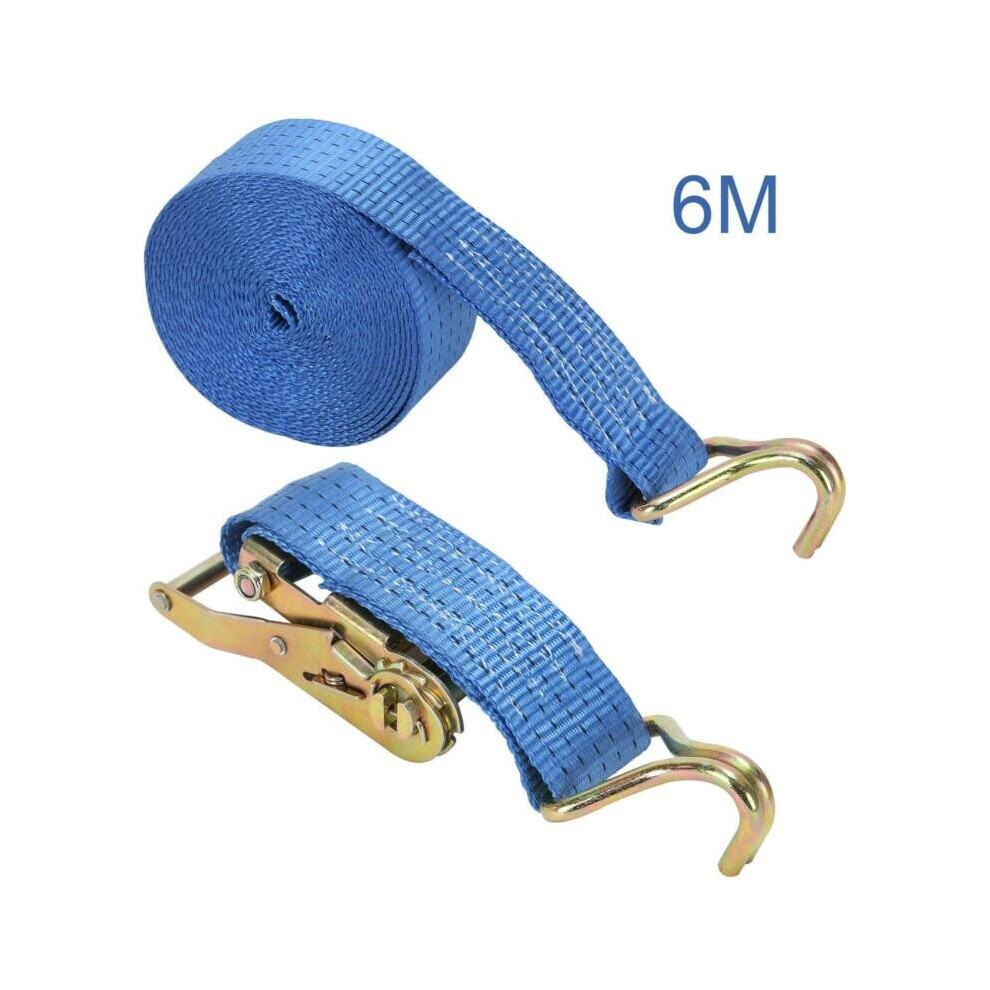 Ratchet Straps Single Heavy Duty Tie 6m x 50mm Cargo Load 2 tons