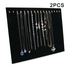 2Pcs Black Velvet Necklace Chain Stand Jewellery Holder Shop Displ