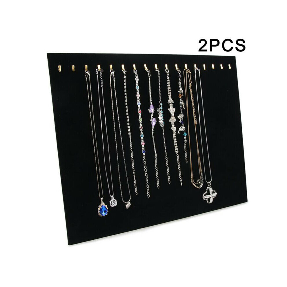 2Pcs Black Velvet Necklace Chain Stand Jewellery Holder Shop Displ