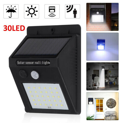 30 LED Solar Powered PIR Motion Sensor Wall Security Lights Garden Out 1