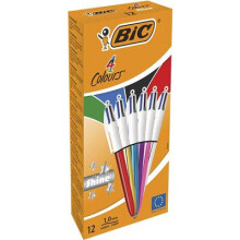 Kugelschreiber mit retractable - BIC - 4Colours Shine - Mittlere Spitze - Farblich abgestimmte - 12 Stück