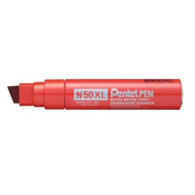 Pentel N50XL permanent marker Red Chisel tip 6 pc(s)