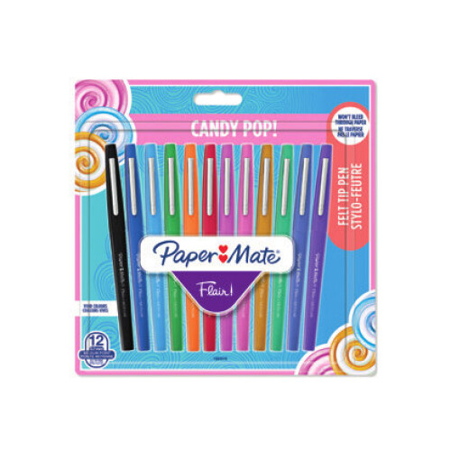 Paper Mate Papermate Flair Candy Pop Capped gel pen Multicolor Medium 12 pc(s)