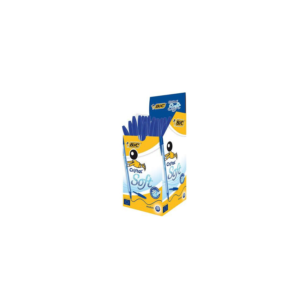 Bic Cristal Soft Stick Ballpoint Pen Medium 50 Pc(S) Blue