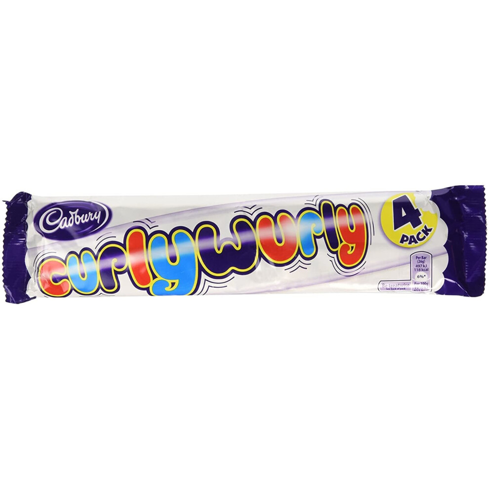 Cadbury Curly Wurly Chocolate Bar 104 g (Single Pack of 4)