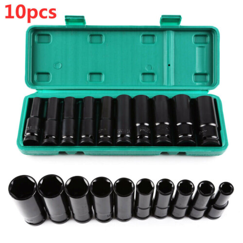 10 pc Professional Socket Tool Set 10-24mm Drive Deep Socket Set 1