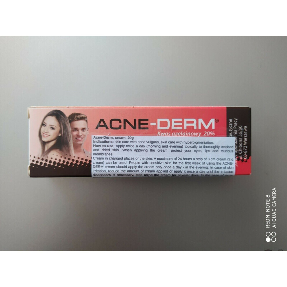 Unia Acne-Derm Cream: Dual-Action Anti-Acne & Whitening Treatment, 20G