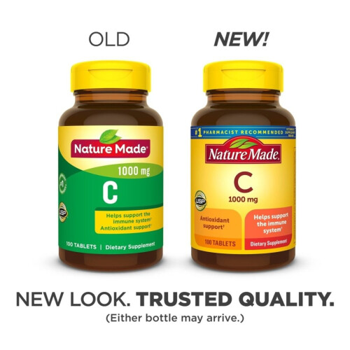 Nature Made Nature Made Vitamina C Extra Forte 1000 mg, Integratore per Supporto Immunitario, 100 Compresse 1
