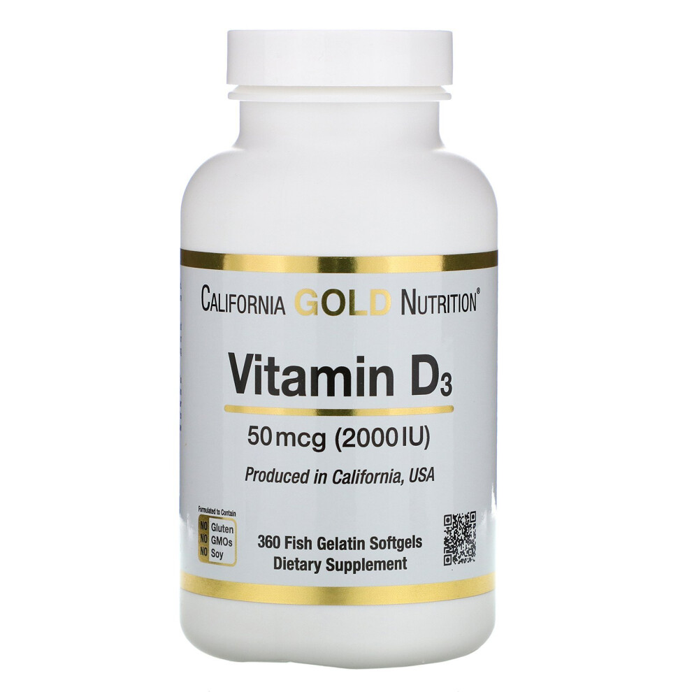 California Gold Nutrition Gold California Nutrition,Vitamin D3, 50 Mcg,360 Fish Gelatin Softgels