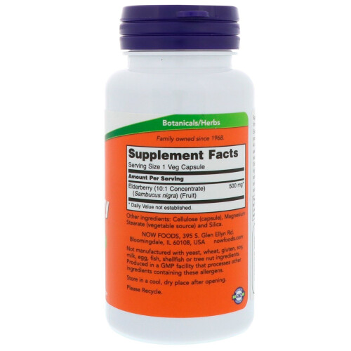 NOW Foods NOW Foods, Sambuco, 500 mg, 60 Capsule Veg 1