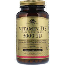 Solgar, Vitamin D3 (Kolekalciferol), 125 mcg (5 000 IU), 240 Zöldségkapszula